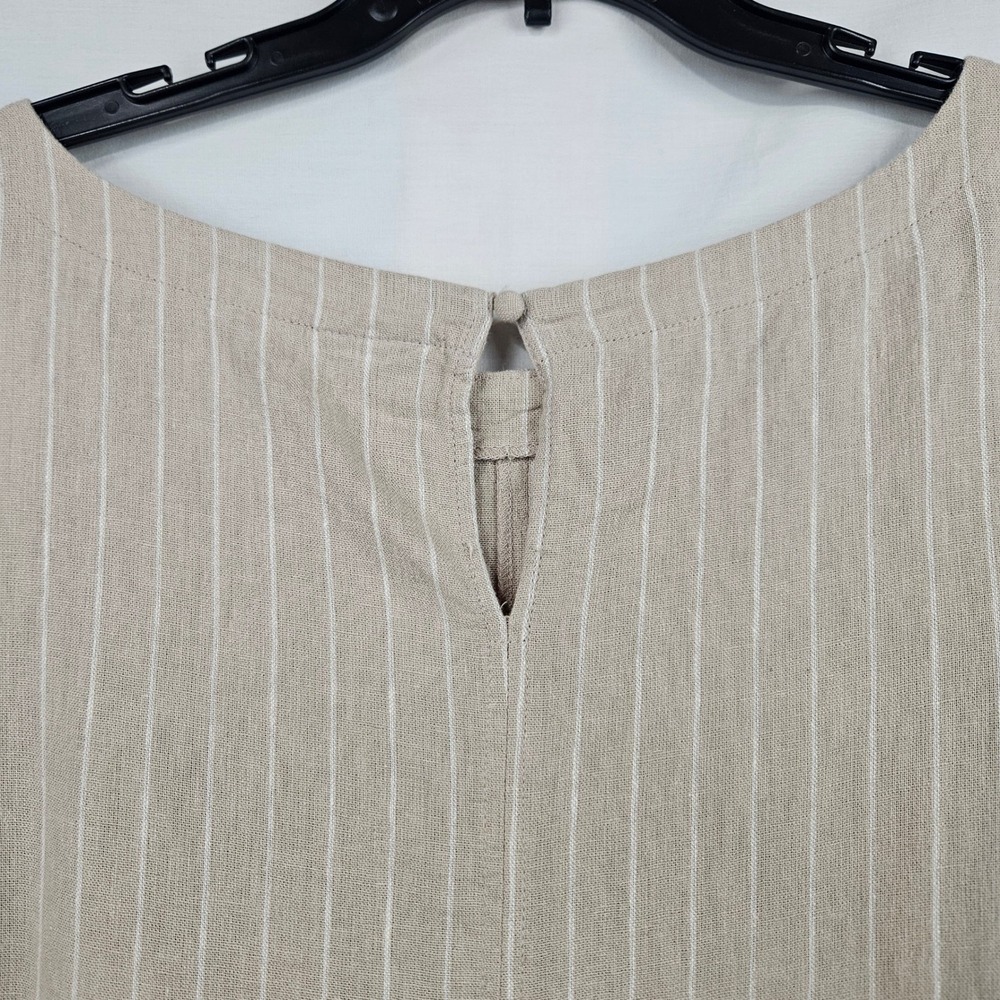 Ava & Viv Tan White Striped Linen Blend Sleeveless Shift Dress XXL New Boho - Picture 3 of 6